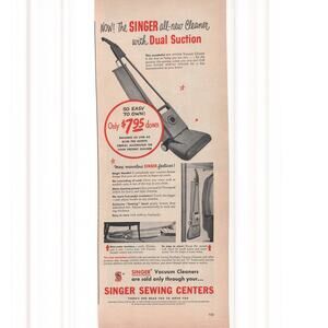 Singer Sewing Center Vacuum Cleaner Advertisement 1950s Vintage Home Appliance